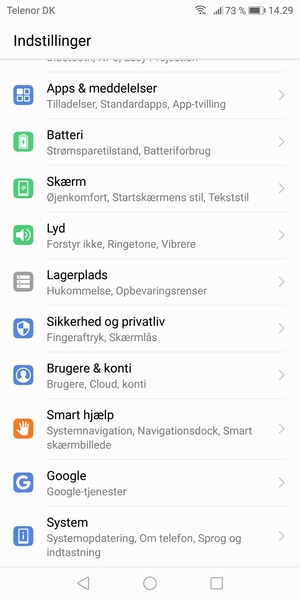 Scroll til og vælg Sikkerhed og privatliv
