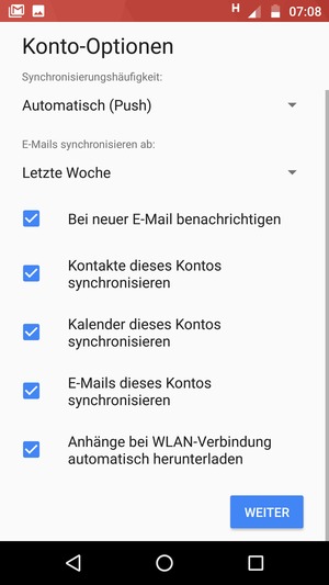 Scrollen Sie nach unten und wählen Sie WEITER