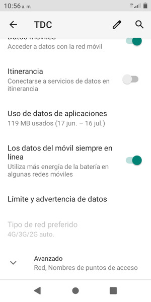 Para cambiar la red en caso de problemas de conectividad, seleccione Avanzado