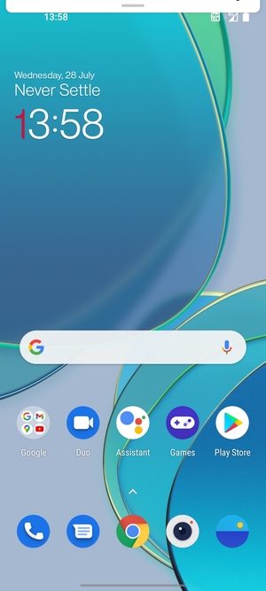 Slide down the top menu