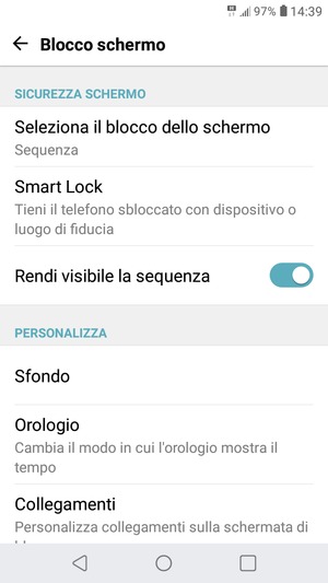 Il tuo telefono è ora protetto dal blocco schermo