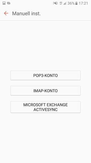Välj POP3-KONTO eller IMAP-KONTO