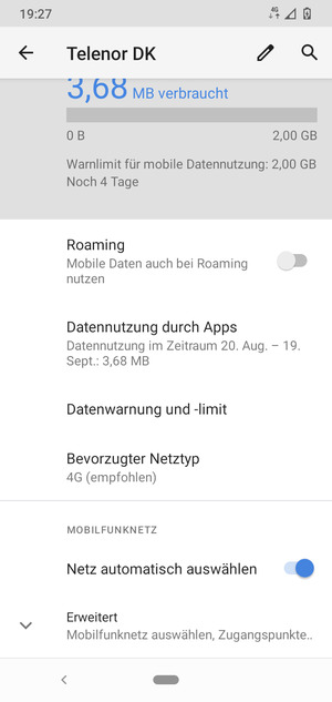 Um das Netzwerk zu wechseln, falls Probleme auftreten, schalten Sie Netz automatisch auswählen aus