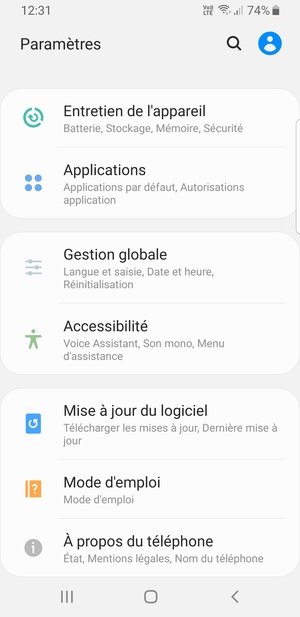Faites défiler et sélectionnez Mise à jour du logiciel