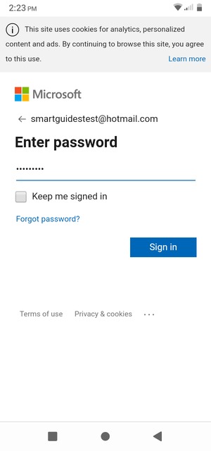 Enter your password and select Sign in