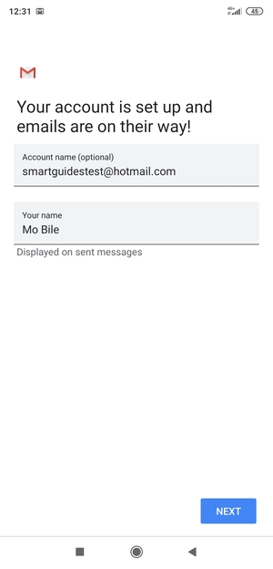 Give your account a name and enter your name. Select NEXT