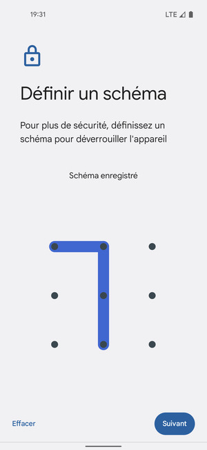 Dessinez un motif de déverrouillage et sélectionnez Suivant