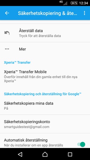 Välj Säkerhetskopieringskonto