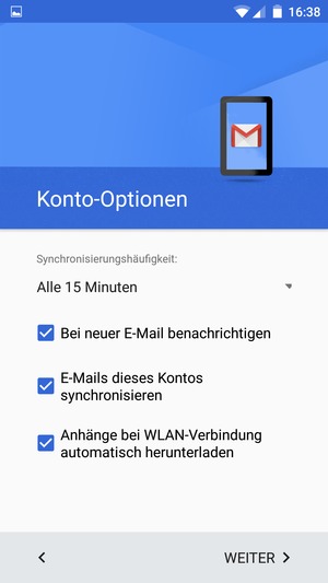Wählen Sie WEITER