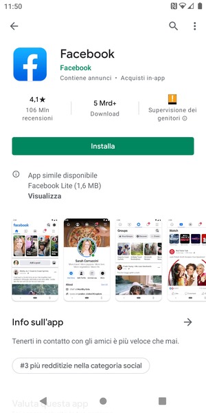Seleziona Installa