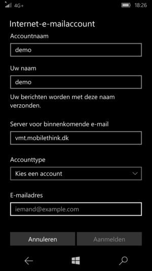 Selecteer Accounttype