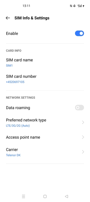 Select Access point name