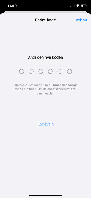 Skriv inn den nye koden