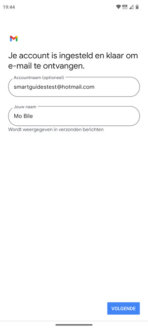 Geef uw account een naam en voer uw naam in. Selecteer VOLGENDE