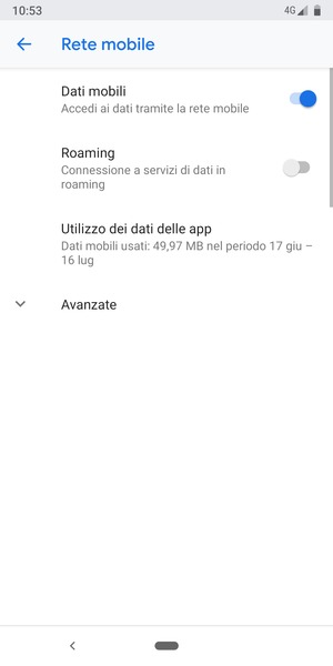 Per modificare la rete, in presenza di problemi, seleziona Avanzate