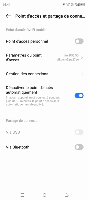 Sélectionnez Paramètres du point d'accès