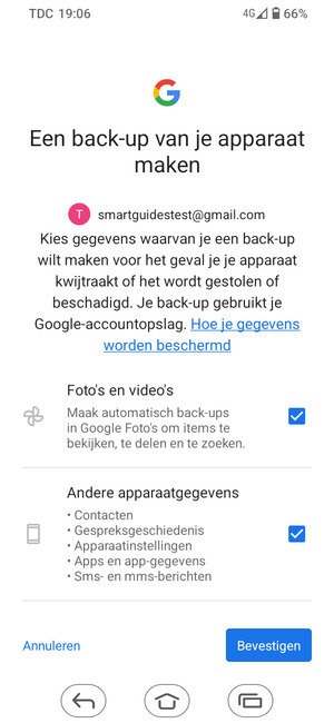 Selecteer uw voorkeursopties en selecteer Bevestigen