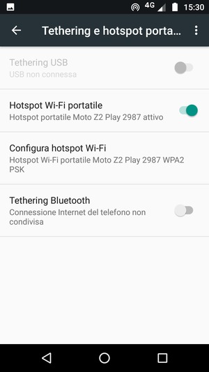 Il telefono è ora pronto per essere usato come modem