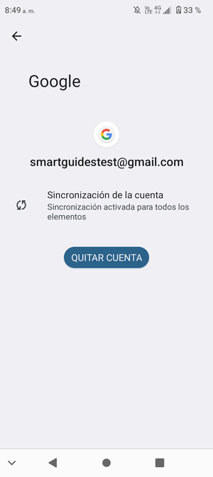 Seleccione Sincronización de la cuenta