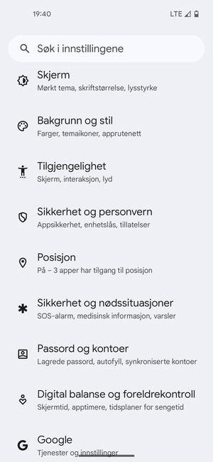 Bla til og velg Posisjon