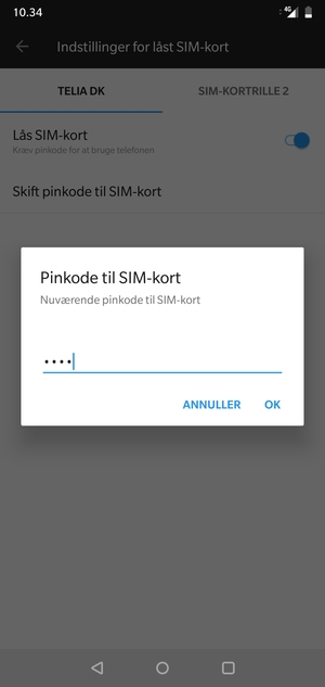 Indtast din Nuværende pinkode til SIM-kort og vælg OK