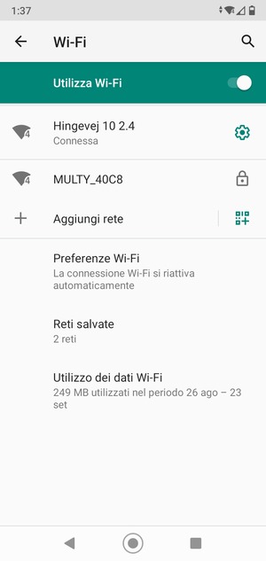 Ora sei connesso alla rete Wi-Fi