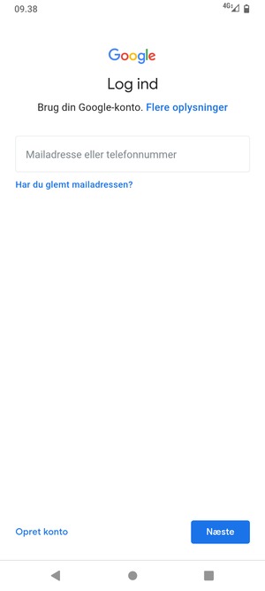 Indtast din Gmail adresse og vælg Næste