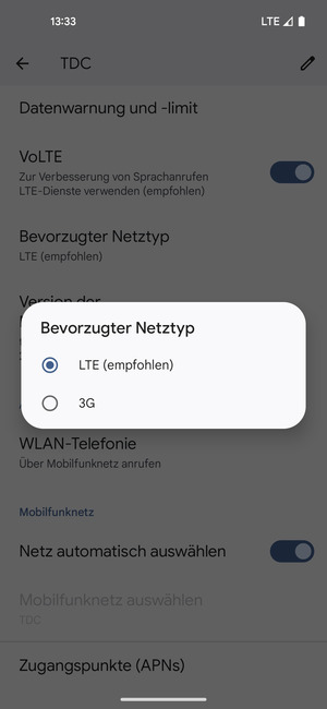 Wählen Sie die gewünschte Option