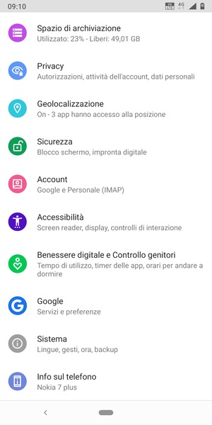 Scorri e seleziona Account