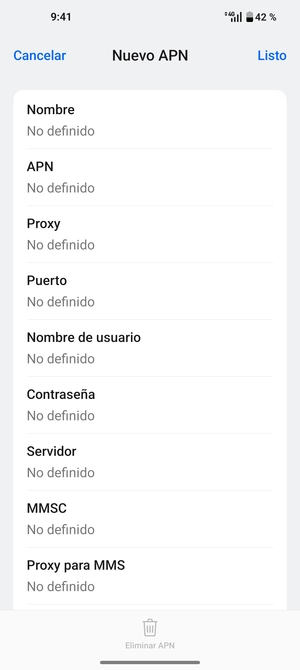 Introduzca la información de Internet