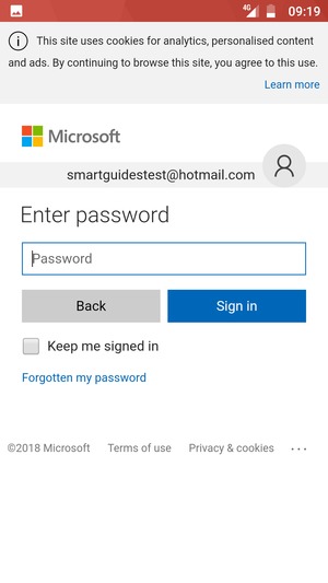 Enter your password and select Sign in