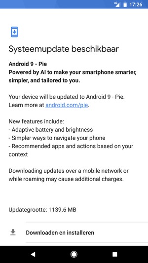 Als uw telefoon niet up-to-date is, selecteert u Downloaden en installeren