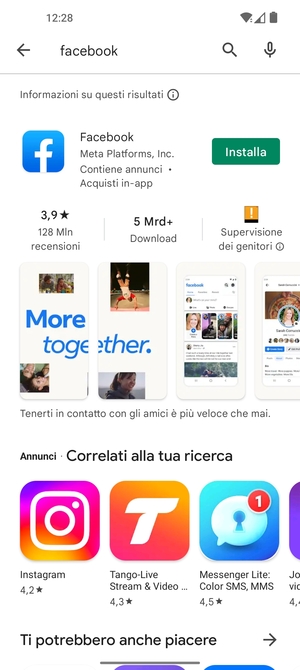 Seleziona l'applicazione