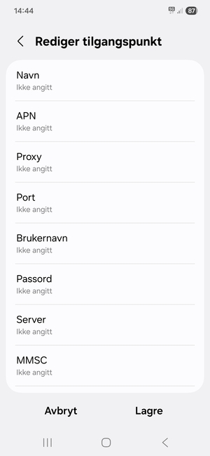 Skriv inn internett-informasjon