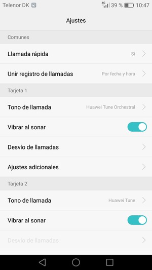 Desplácese a Tarjeta 1 0 Tarjeta 2 y seleccione Ajustes adicionales
