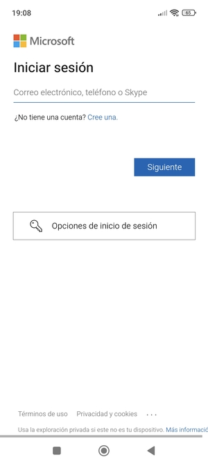 Introduzca su dirección de Hotmail y seleccione Siguiente