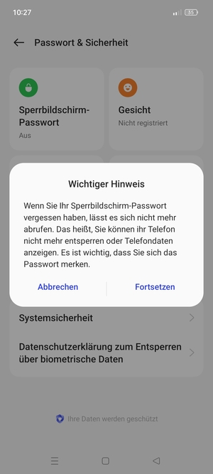 Wählen Sie Fortsetzen