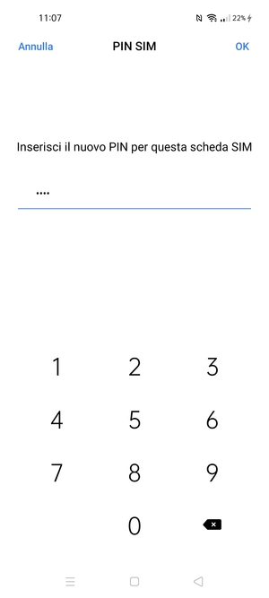 Inserisci Nuovo PIN per questa scheda SIM e seleziona OK