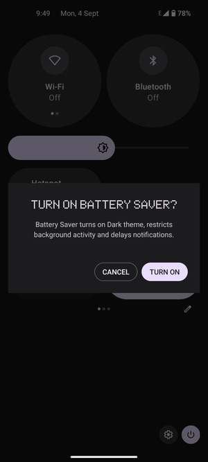 Select TURN ON