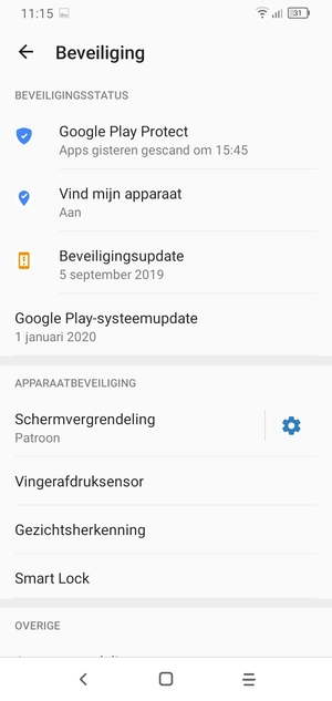 Uw telefoon is nu beveiligd met een schermvergrendeling