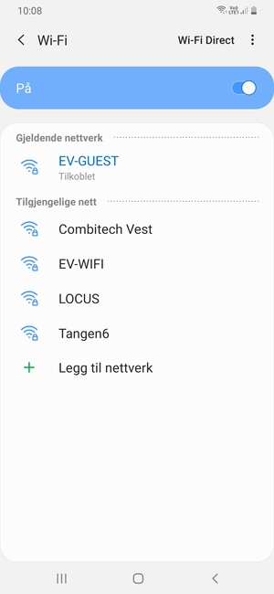 Du er nå koblet til Wi-Fi-nettverket