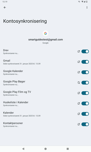 Dine oplysninger vil blive synkroniseret