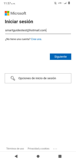 Introduzca su Dirección de correo electrónico y seleccione Siguiente