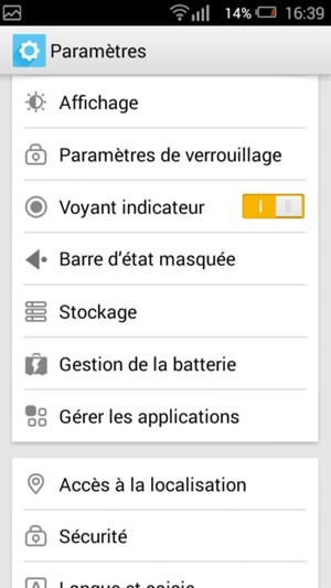 Faites défiler et sélectionnez Gestion de la batterie