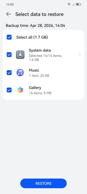 Select RESTORE