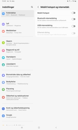 Vælg Mobilt hotspot