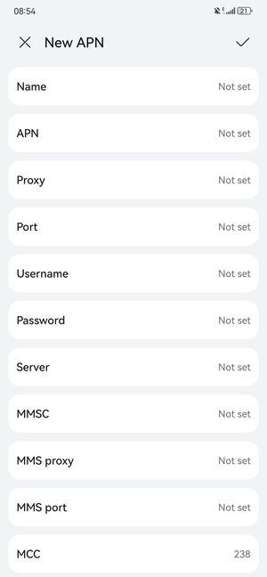 Enter MMS information