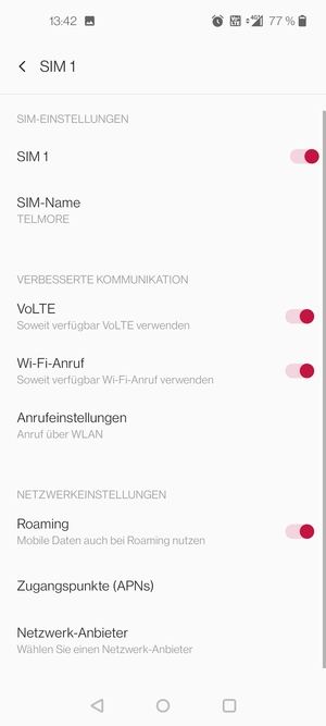 Schalten Sie Roaming an oder aus