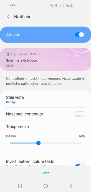 Seleziona le opzioni preferita e poi Fatto