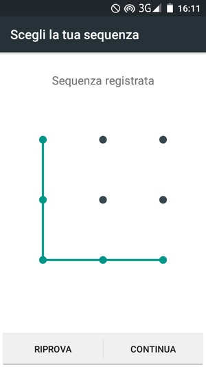 Disegna una sequenza di sblocco e seleziona CONTINUA
